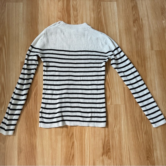 GAP Black and White Striped Button-Shoulder Sweater - Picture 5 of 5